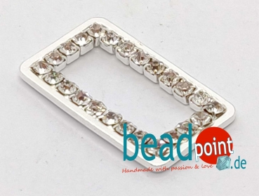 Jewel Finding Rectangle 23x14mm silver Strass