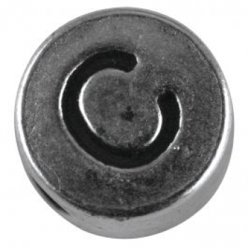Metallperle Buchstabe C altplatin 7 mm 1 St