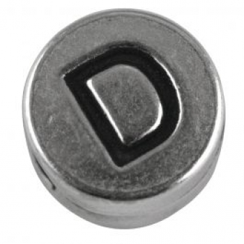 Metallperle Buchstabe D altplatin 7 mm 1 St