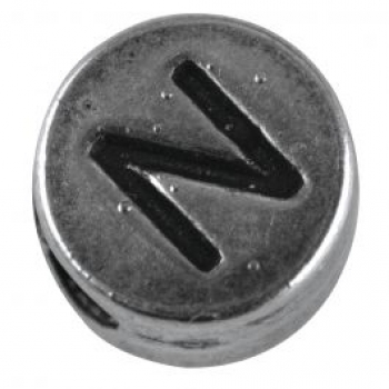 Metallperle Buchstabe N altplatin 7 mm 1 St