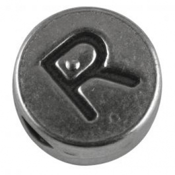 Metallperle Buchstabe R altplatin 7 mm 1 St