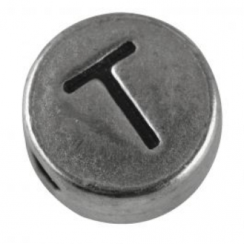 Metallperle Buchstabe T altplatin 7 mm 1 St