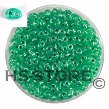 Twin-Beads 2-loch grün silbereinzug 2,5x5 mm 12gr.