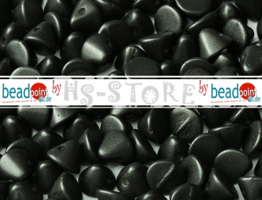 Button Beads 4mm Alabaster Met. Black 70 Stk