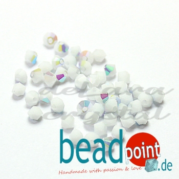Delara MC Bead Bicone Chalk White AB 3mm 50 Stück