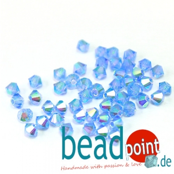 Delara MC Bead Bicone Sapphire Bluish Marbo 3mm 50 Stück