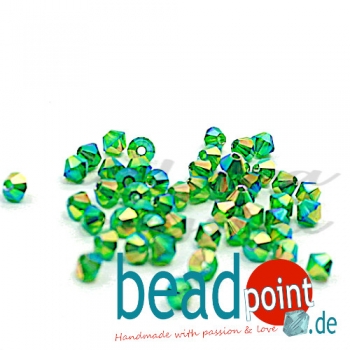 Delara MC Bead Bicone Med. Emerald AB2X 3mm 50 Stück