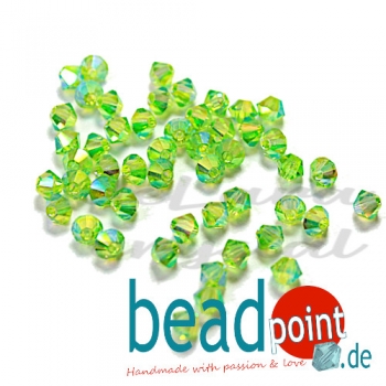 Delara MC Bead Bicone Peridot AB2X 3mm 50 Stück