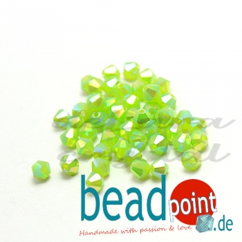 Delara MC Bead Bicone Green opal AB2X 3mm 50 Stück