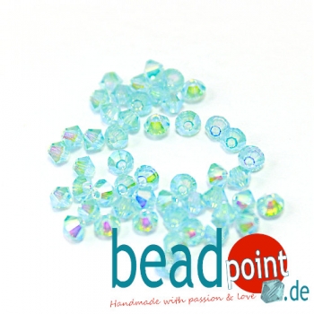 Delara MC Bead Bicone Aquamarine Bluish Marbo 3mm 50 Stück