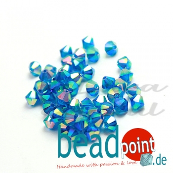 Delara MC Bead Bicone Dark Aquamarine AB2X 3mm 50 Stück