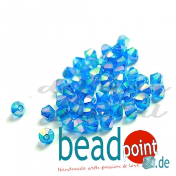 Delara MC Bead Bicone Capri Blue AB2X 3mm 50 Stück