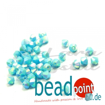 Delara MC Bead Bicone Turquoise AB2X 3mm 50 Stück
