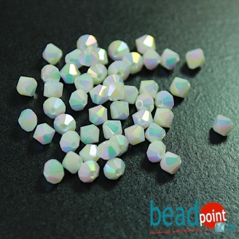 Delara MC Bead Bicone Chalk White AB2X 4mm 50 Stück