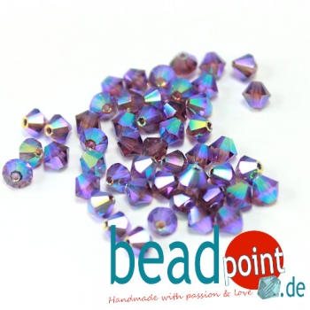 Delara MC Bead Bicone Amethyst Bluish Marbo 4mm 50 Stück