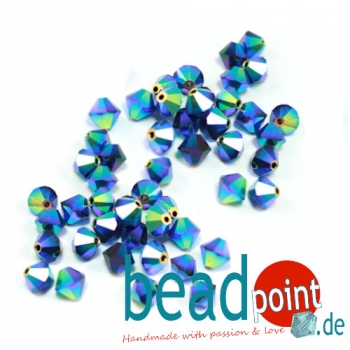 Delara MC Bead Bicone Jet Bluish Marbo 4mm 50 Stück
