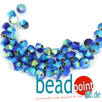Delara MC Bead Bicone Jet Light Bluish 4mm 50 Stück