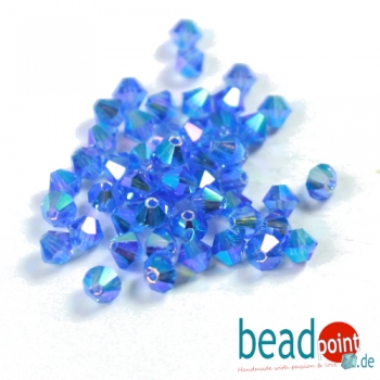 Delara MC Bead Bicone Sapphire Bluish 4mm 50 Stück
