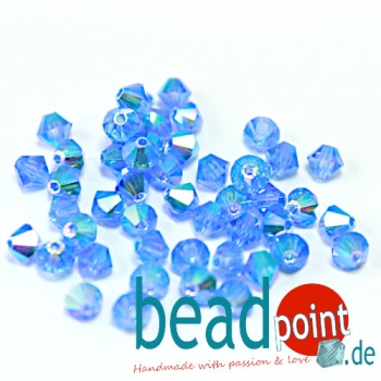 Delara MC Bead Bicone Sapphire Bluish Marbo 4mm 50 Stück
