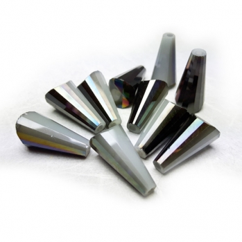 Glasschliffperle Kegel grau-hematite 16x8 mm 10 Stk