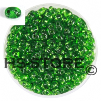 Twin-Beads 2-loch emerald silbereinzug 2,5x5 mm  12gr.