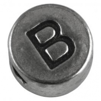 Metall-Perle B, nickelfrei, silber, ø 7 mm, Loch 2 mm