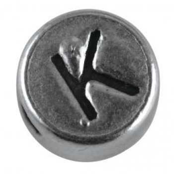 Metall-Perle K, nickelfrei, silber, ø 7 mm, Loch 2 mm