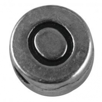 Metall-Perle O, nickelfrei, silber, ø 7 mm, Loch 2 mm