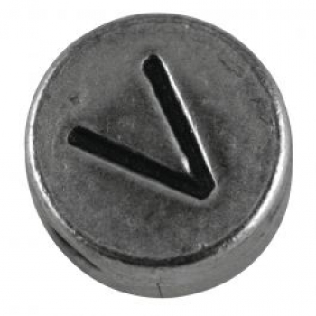 Metall-Perle V, nickelfrei, silber, ø 7 mm, Loch 2 mm