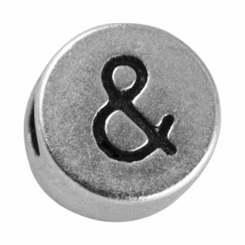 Metall-Perle, &, nickelfrei, silber, ø 7 mm, Loch 2 mm