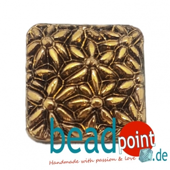 Blume 4eckig schwarz altgold 18x18mm