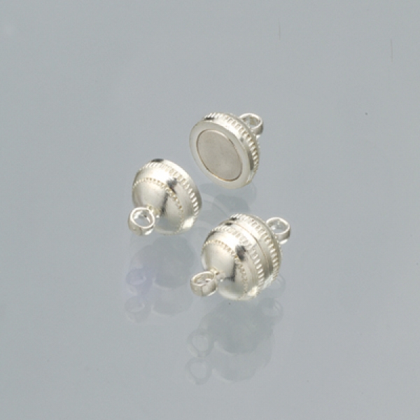 Magnetschließen 8 mm versilbert, nickelfrei Kugel