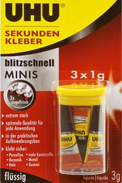 UHU Sekundenkleber Super Minis 3x1 g