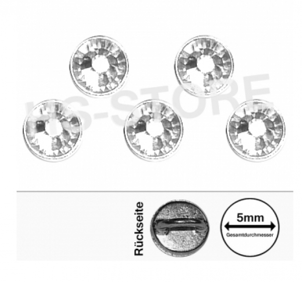 Crystaletts 5mm crystal /slvr rhdm 5 Stück