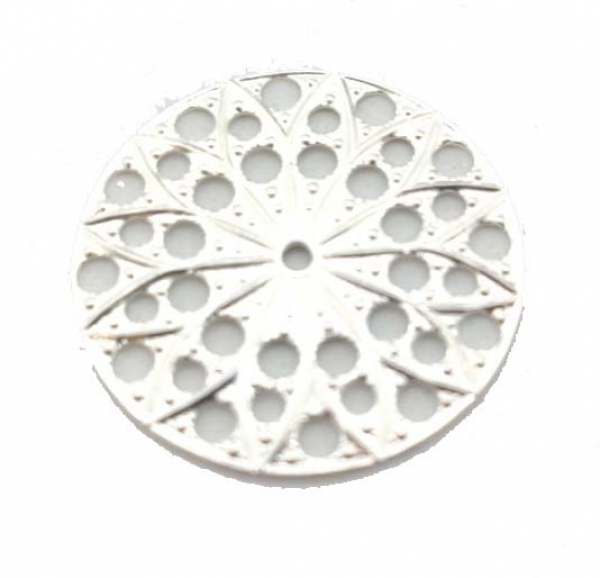 Filigree rund 22mm silver plated "star"