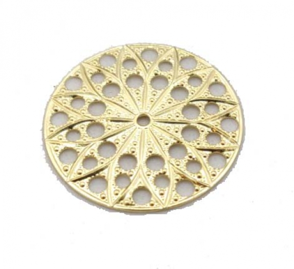 Filigree rund 22mm gold plated "star"
