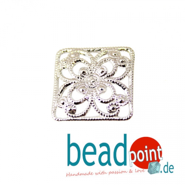 Filigree quadrat 17mm silber