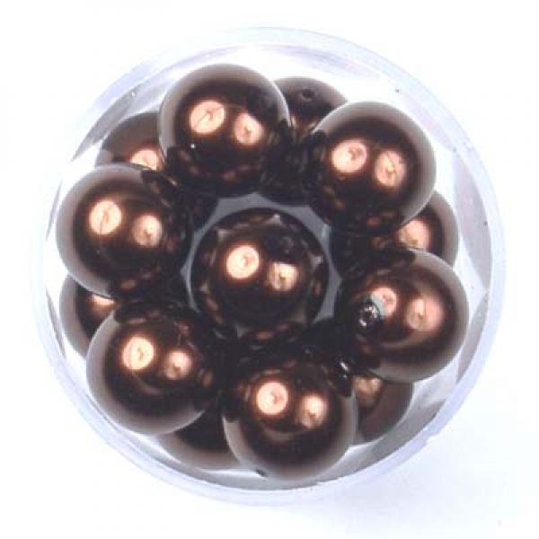 Wachs-Glasperle 12 mm schokobraun 14 St.