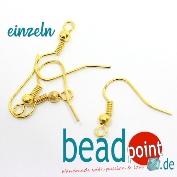 Ohrhaken mit Feder goldfarbig einzeln