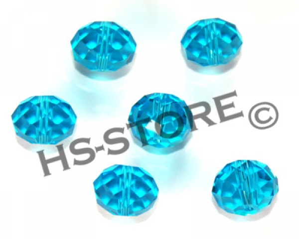 Glasschliffperle aquamarine 14mm Strang  6 Stk