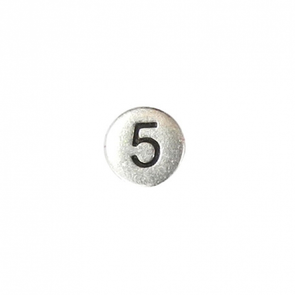 Metallperle Zahl 5 altplatin 7 mm 1 St