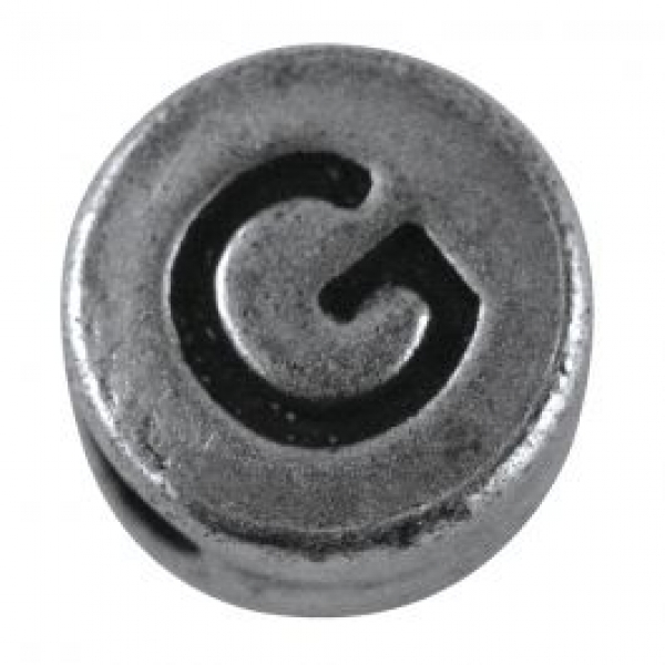 Metallperle Buchstabe G altplatin 7 mm 1 St