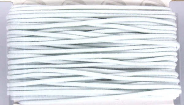 Gummifaden, 1 mm, weiß, Karte 5 m