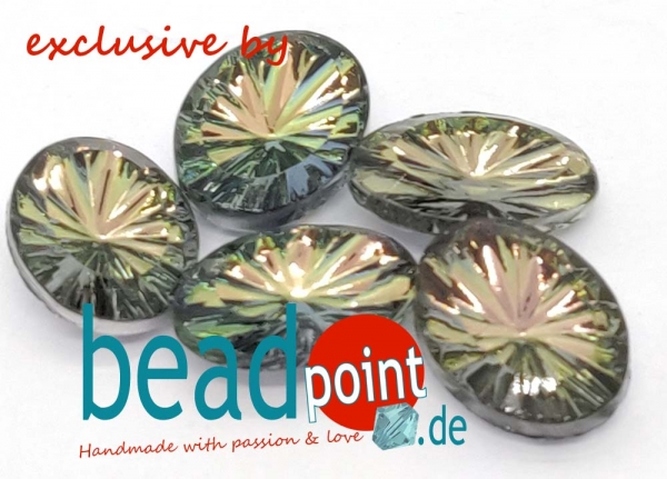 Rillendublette Cabochon oval 18/13mm Crystal rauchtopaz 5Stk