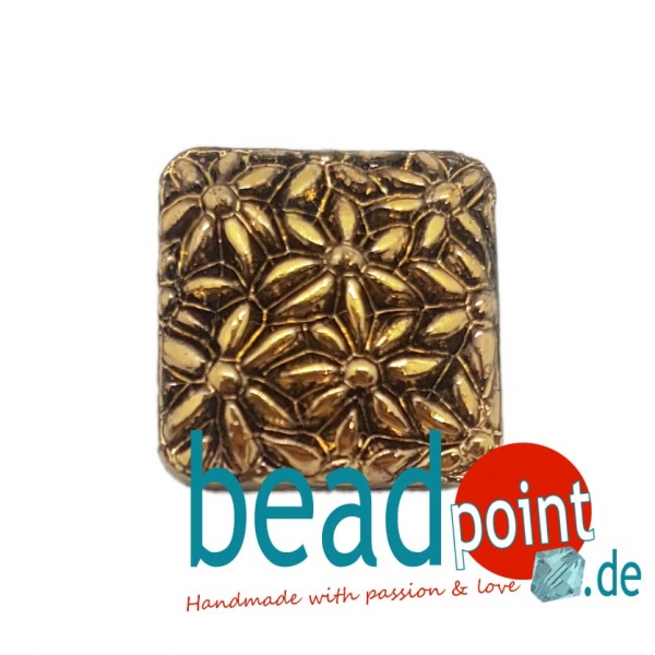 Blume 4eckig schwarz altgold 14,5x14,5mm