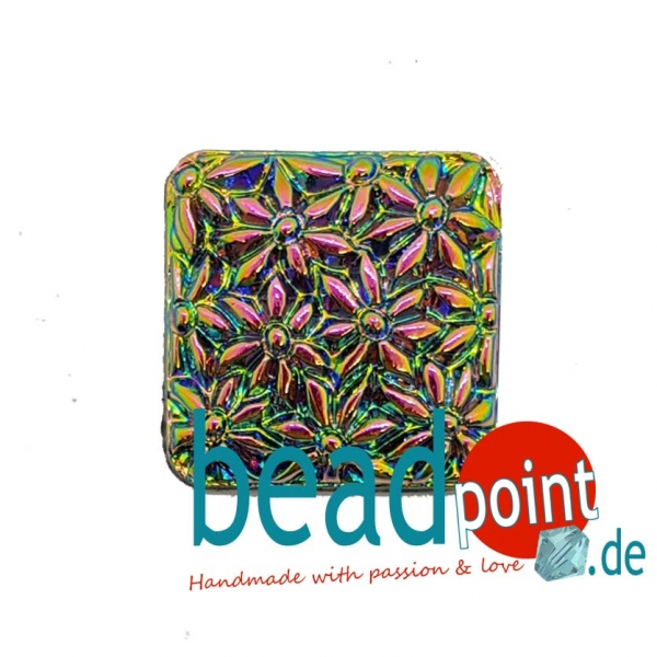 Blume 4eckig schwarz silber iris 14,5x14,5mm