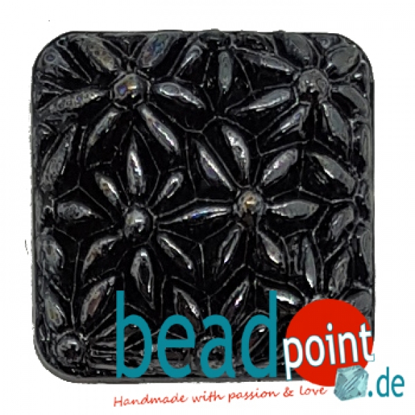 Blume 4eckig schwarz Lüster 18x18mm