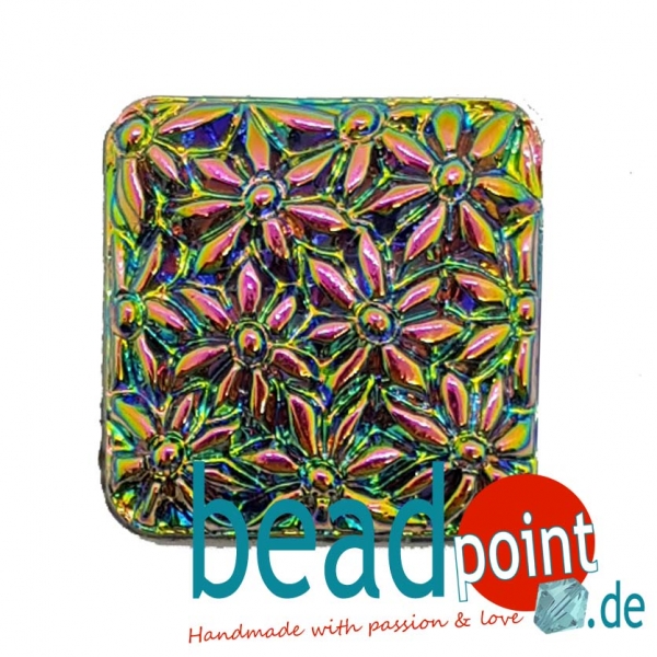 Blume 4eckig schwarz silber iris 18x18mm