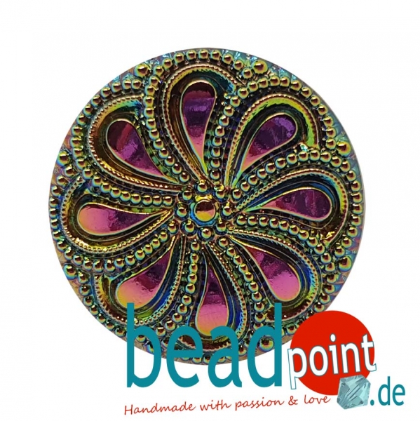 Windrad Cabochon Schwarz silber iris 36mm