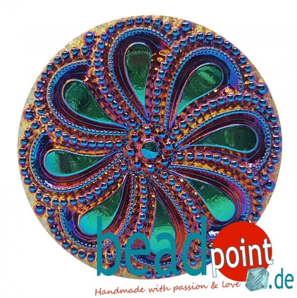 Windrad Cabochon Schwarz silber iris bermuda 36mm